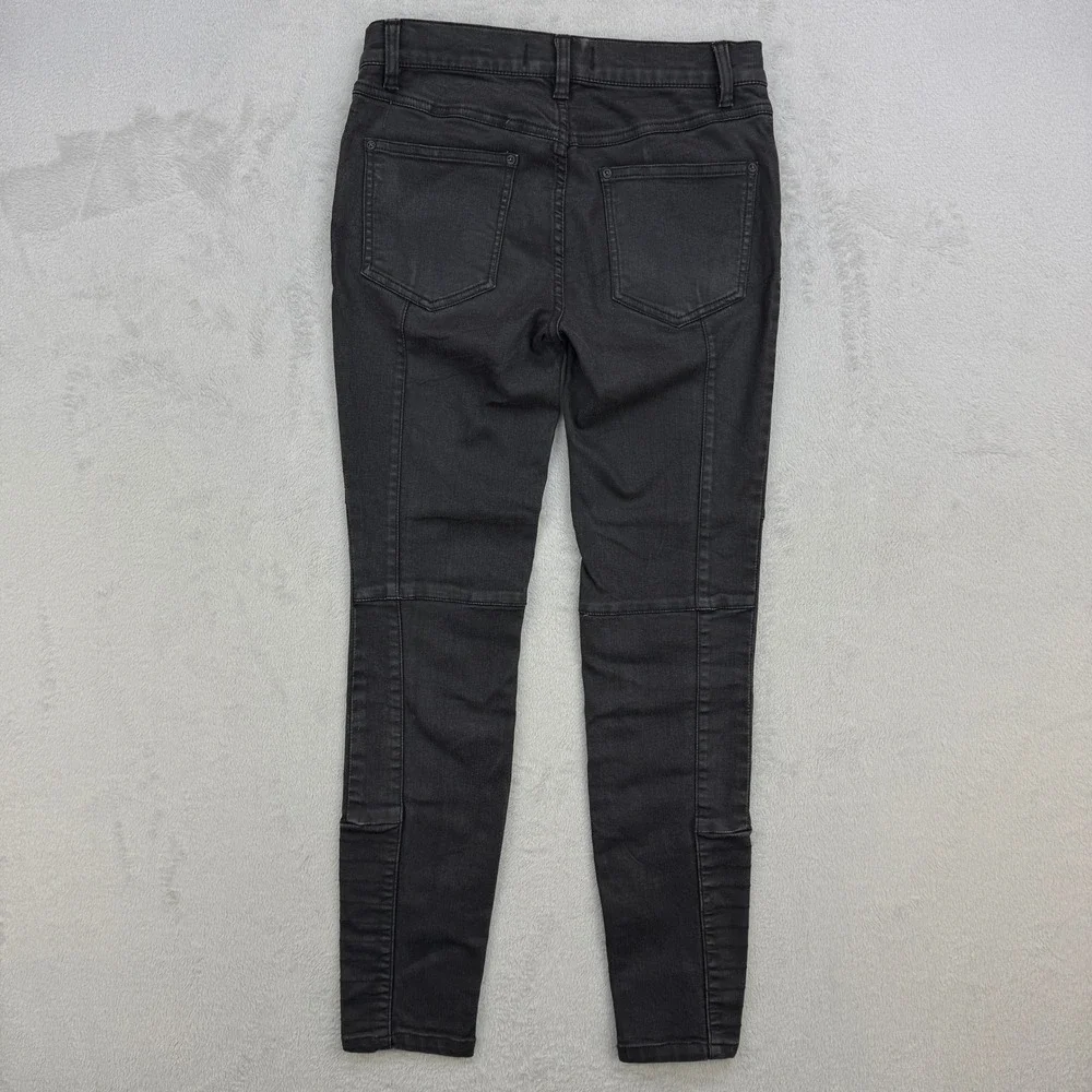 Free People Jeans Womens 26‎ Black Moto Stitch Skinny Denim Charcoal